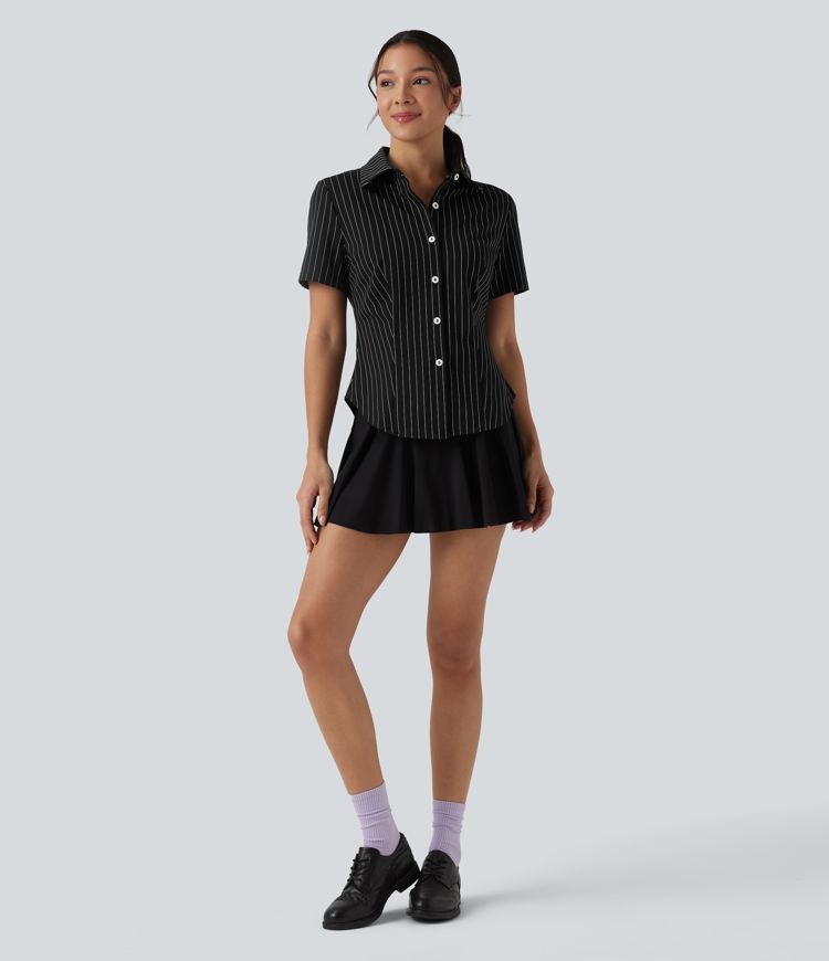 chemise décontractée à rayures à manches courtes et toucher frais