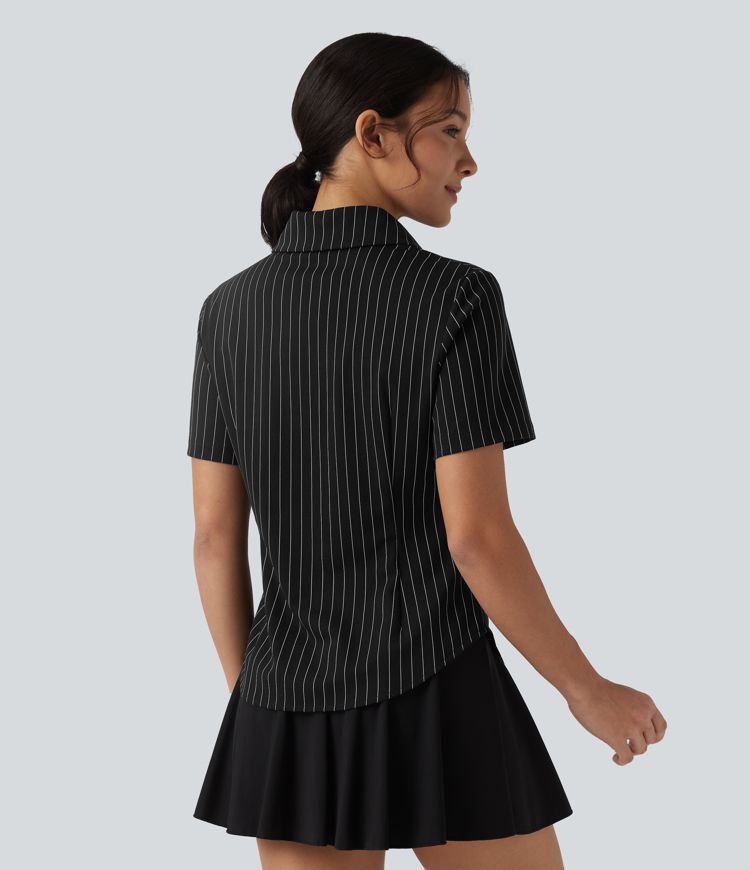 chemise décontractée à rayures à manches courtes et toucher frais