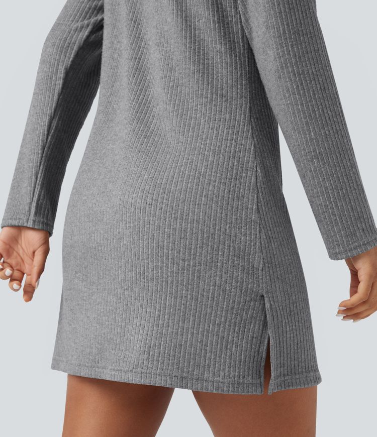 robe de randonnée courte à capuche manches longues et poches en maille côtelée avec poche