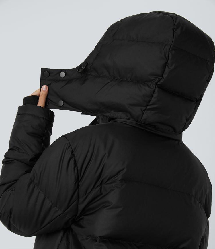 doudoune décontractée à capuche amovible déperlante col montant fermeture éclair manches longues et poches