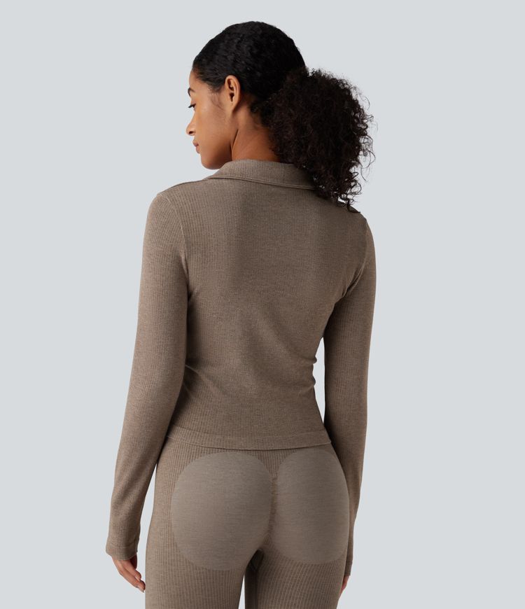 veste de yoga chaude à manches longues oneform seamless flow avec fermeture éclair