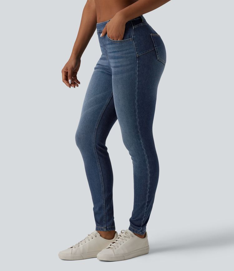 jean skinny décontracté taille mi-haute halara flex curvy avec poches
