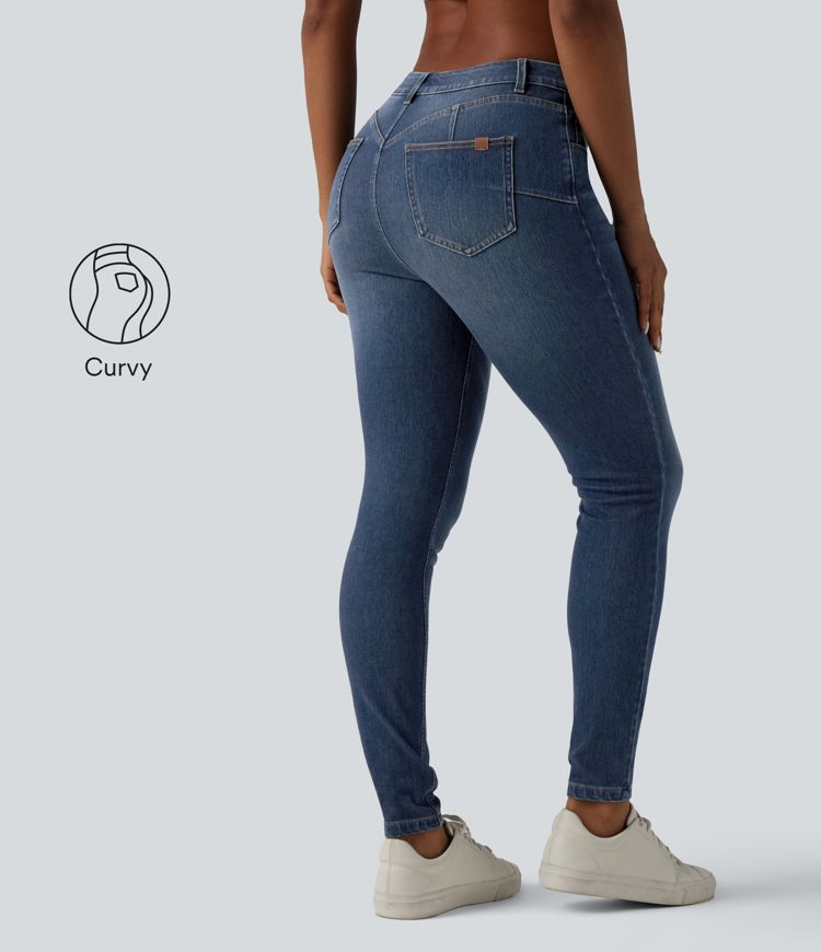 jean skinny décontracté taille mi-haute halara flex curvy avec poches
