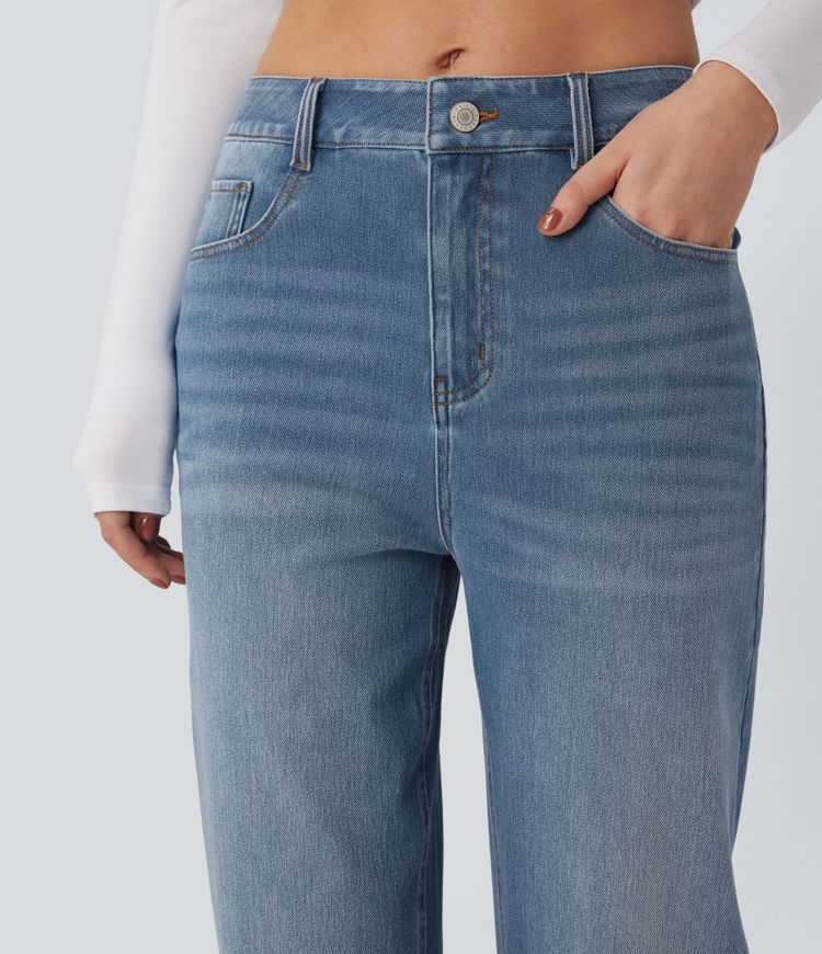 jean ample décontracté taille haute halara flex avec poches