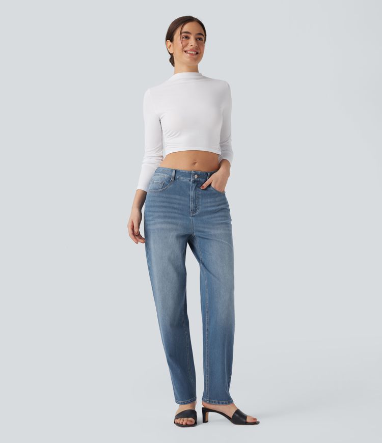 jean ample décontracté taille haute halara flex avec poches