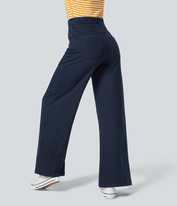 jean décontracté halara flex denim heat taille haute poches jambes larges