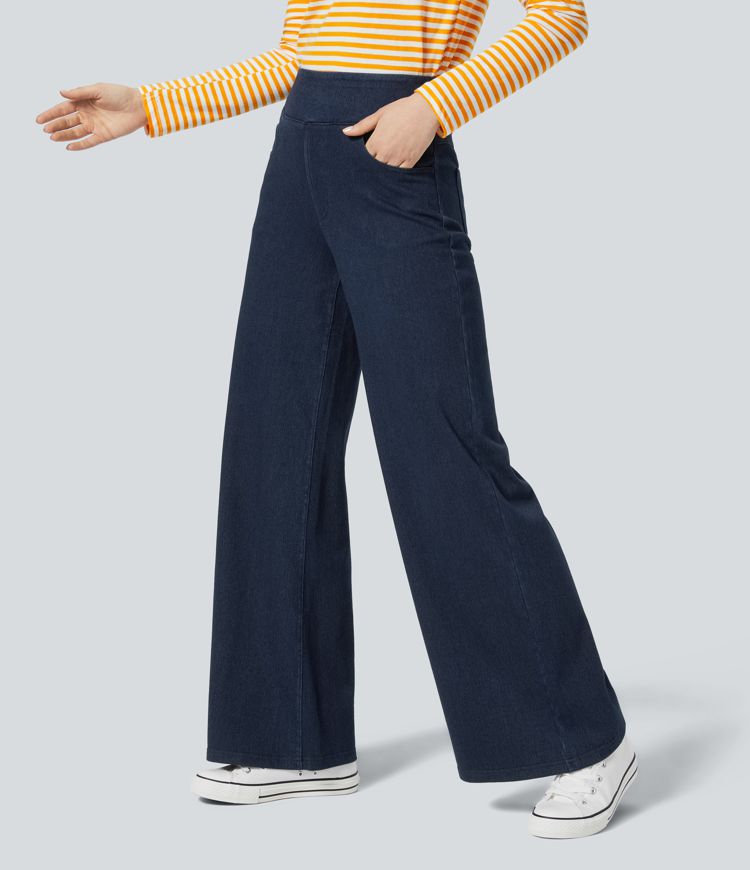 jean décontracté halara flex denim heat taille haute poches jambes larges
