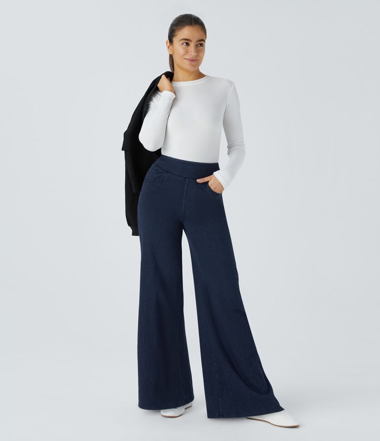 jean décontracté halara flex denim heat taille haute poches jambes larges