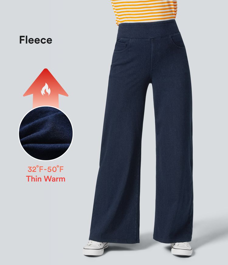 jean décontracté halara flex denim heat taille haute poches jambes larges