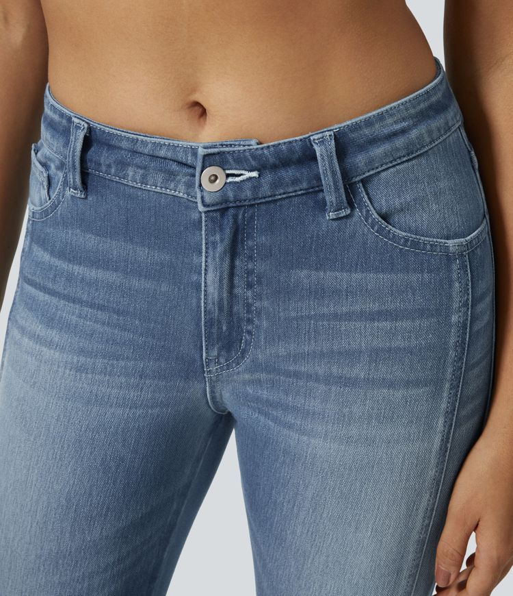 jean skinny décontracté halara flex taille mi-basse avec poches zippées