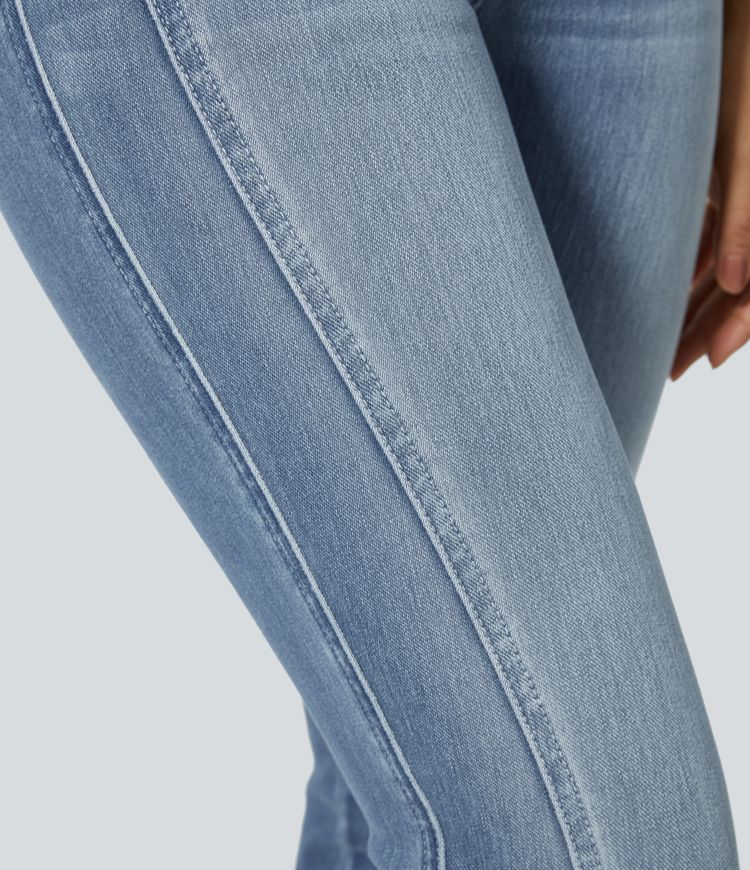 jean skinny décontracté halara flex taille mi-basse avec poches zippées