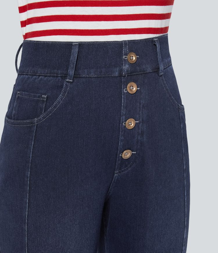jean boyfriend décontracté à taille haute et poches décoratives halara flex