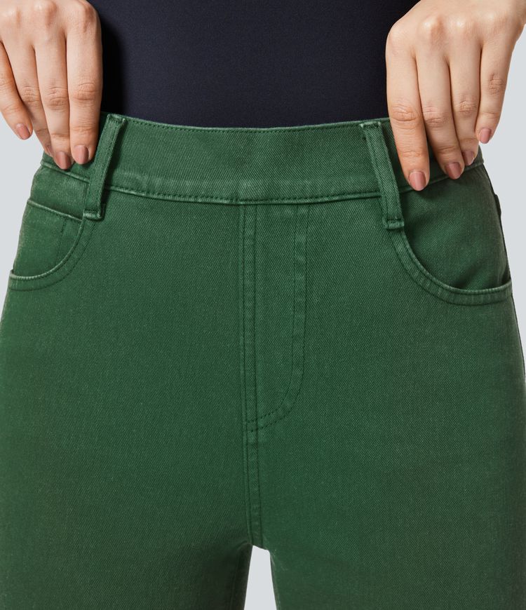 jean halara flex taille haute à poches coupe bootcut décontractée et colorée