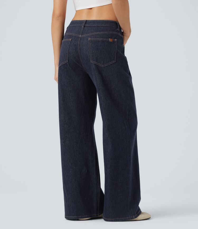 jean décontracté halara flex à taille mi-haute jambes larges déperlant et résistant à lhuile avec poches