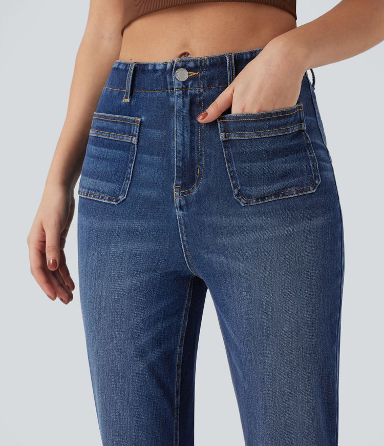 jean slim décontracté taille haute halara flex avec poches