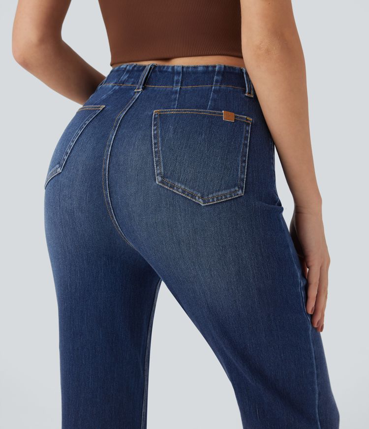 jean slim décontracté taille haute halara flex avec poches