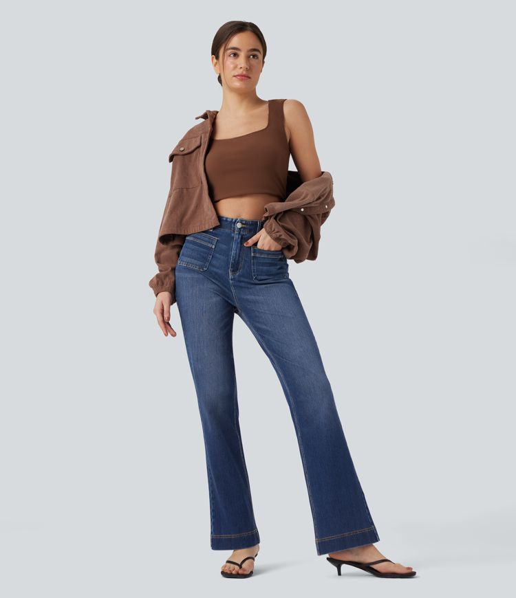 jean slim décontracté taille haute halara flex avec poches
