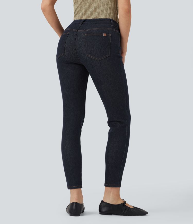 jean skinny décontracté taille mi-haute avec poches halara flex déperlant et résistant à lhuile