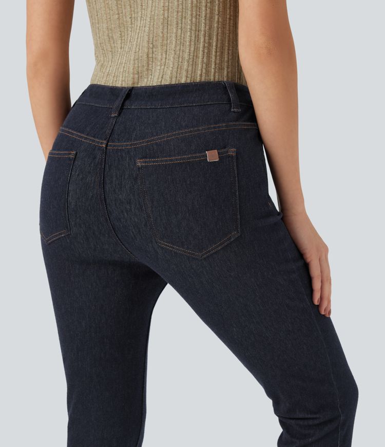 jean skinny décontracté taille mi-haute avec poches halara flex déperlant et résistant à lhuile