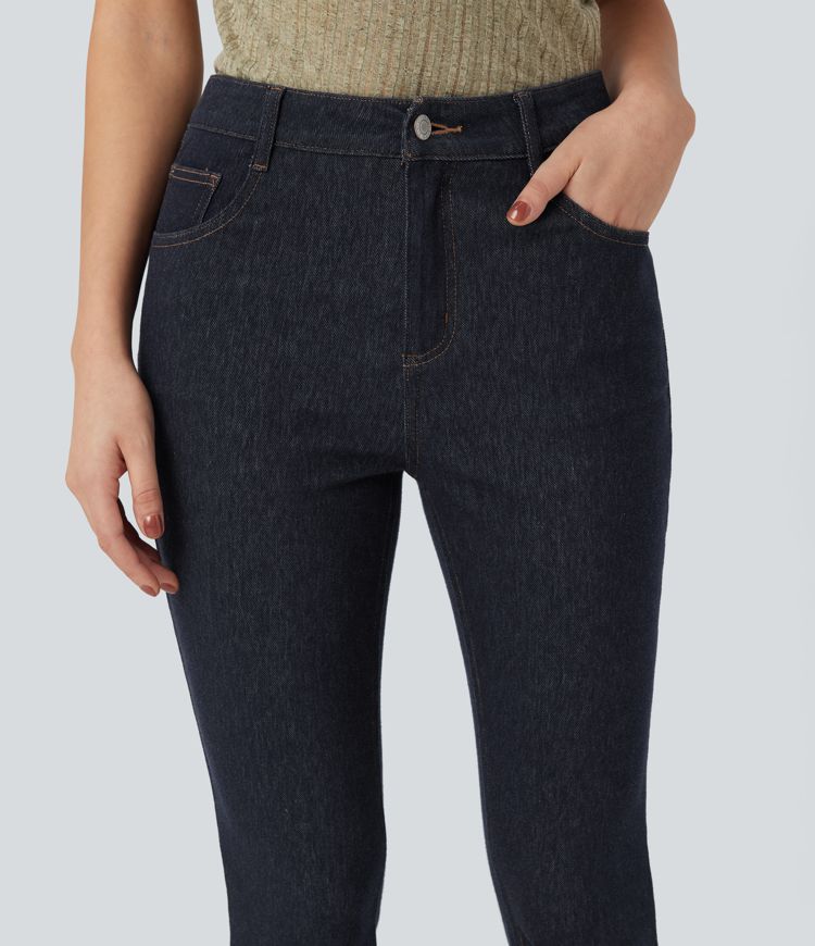jean skinny décontracté taille mi-haute avec poches halara flex déperlant et résistant à lhuile