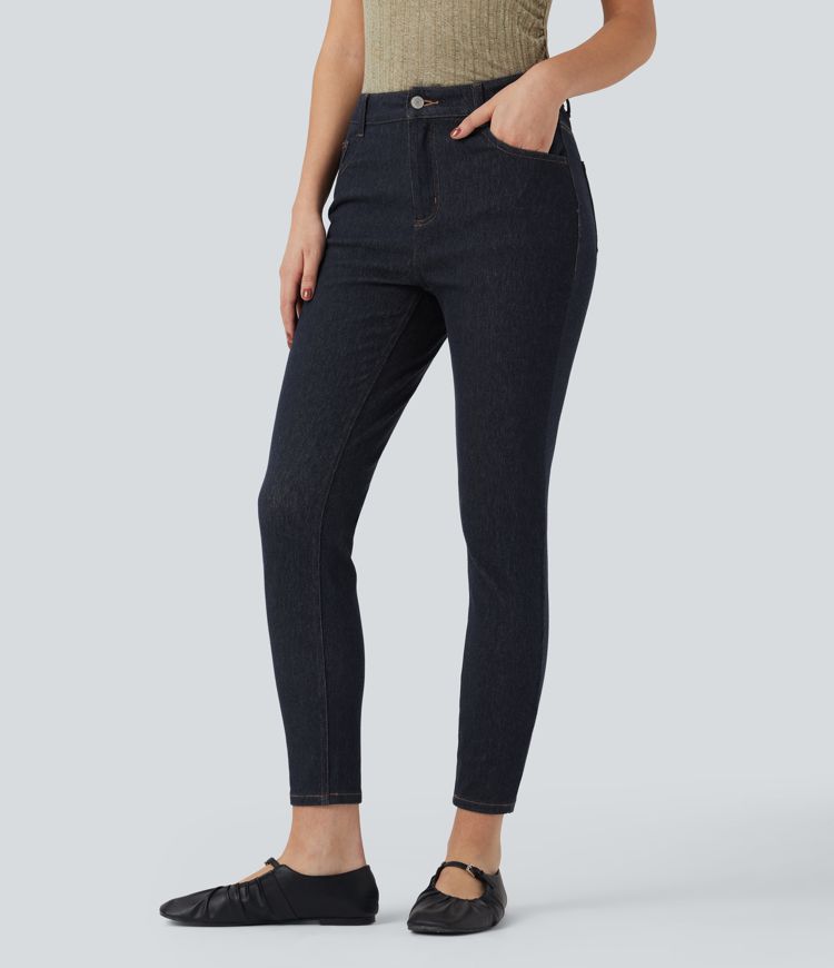 jean skinny décontracté taille mi-haute avec poches halara flex déperlant et résistant à lhuile