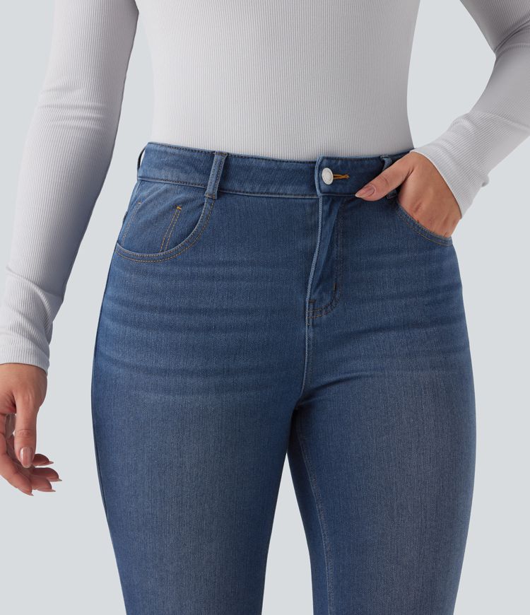 jean halara flex denim heat taille mi-haute coupe évasée décontractée avec poches