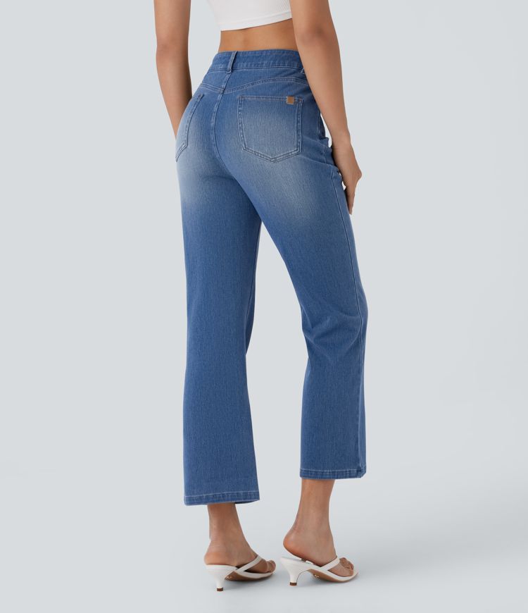 jean décontracté à taille haute et poches zippées halara flex