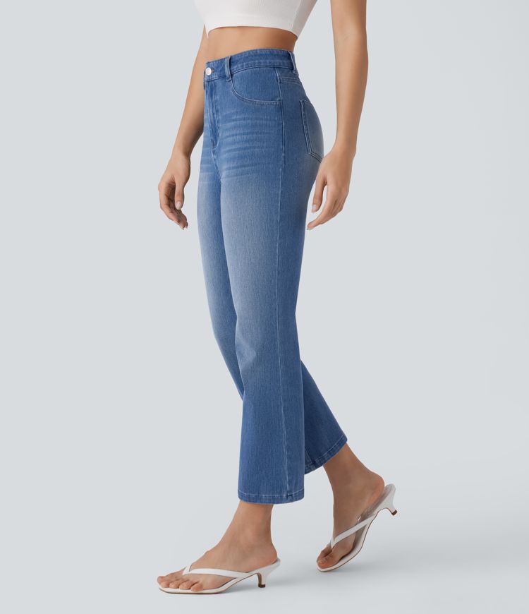 jean décontracté à taille haute et poches zippées halara flex