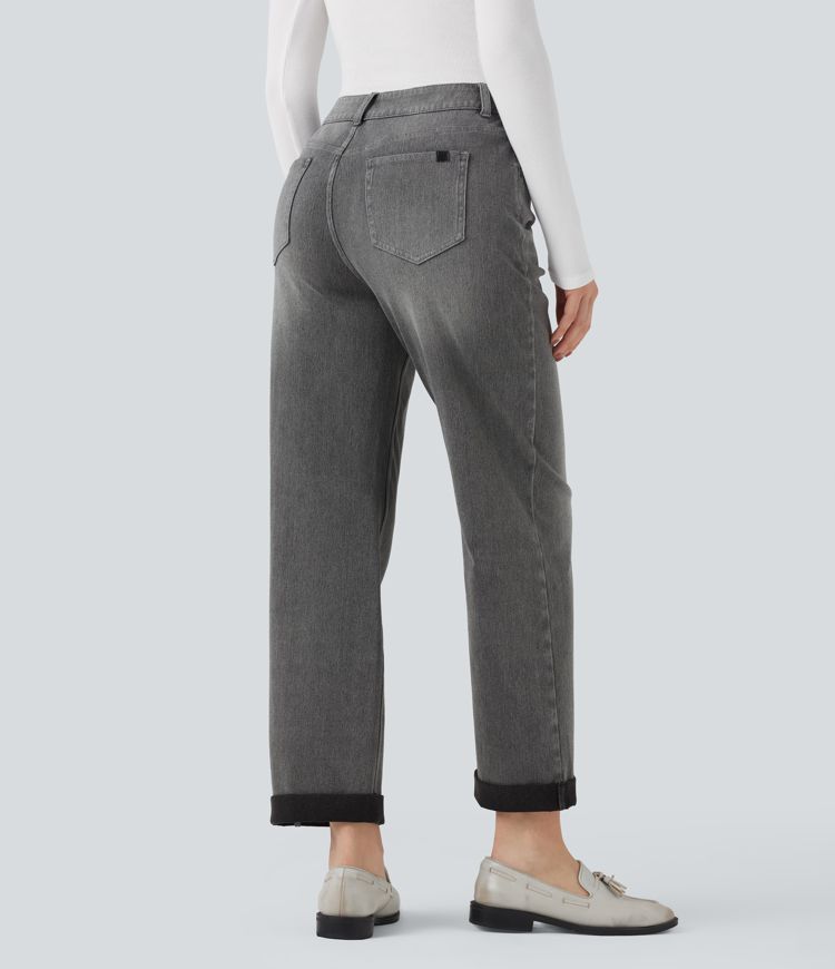jean décontracté halara flex taille mi-haute coupe droite avec poches