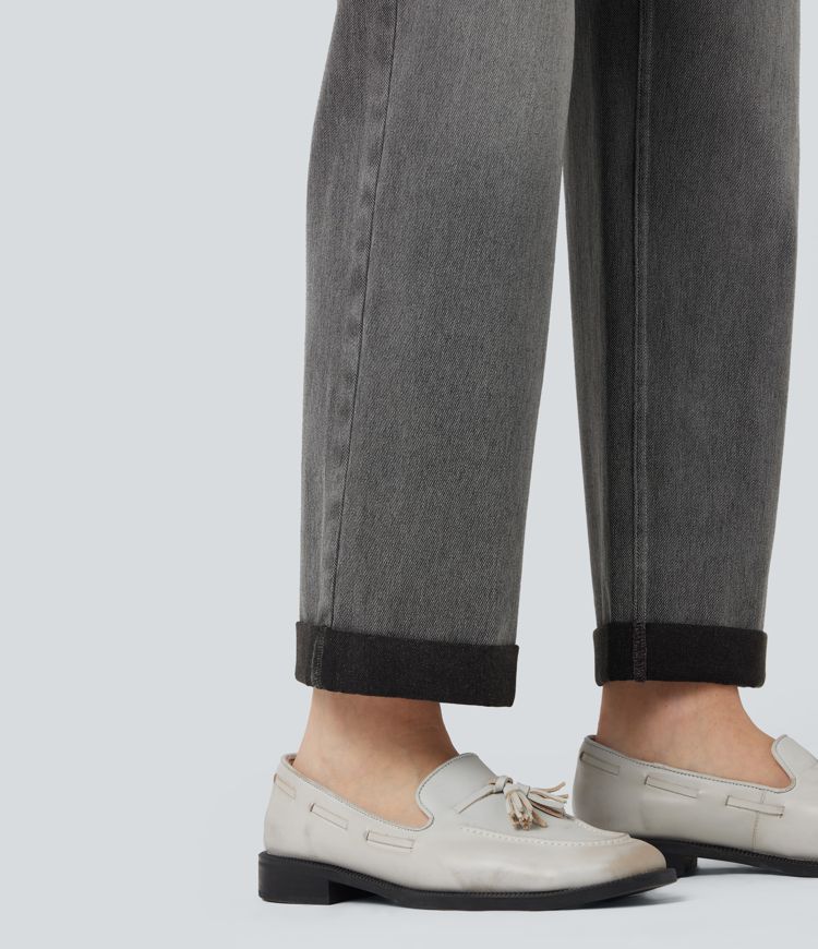 jean décontracté halara flex taille mi-haute coupe droite avec poches