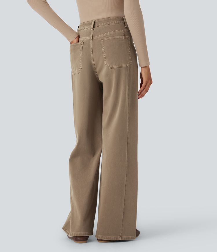 jean décontracté coloré taille haute halara flex avec poches