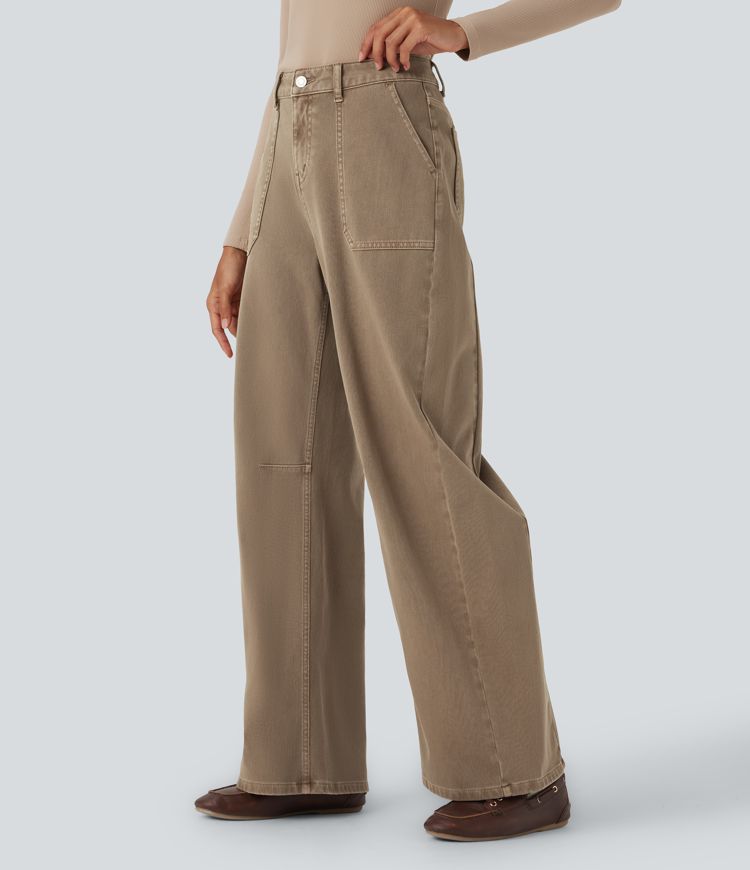 jean décontracté coloré taille haute halara flex avec poches