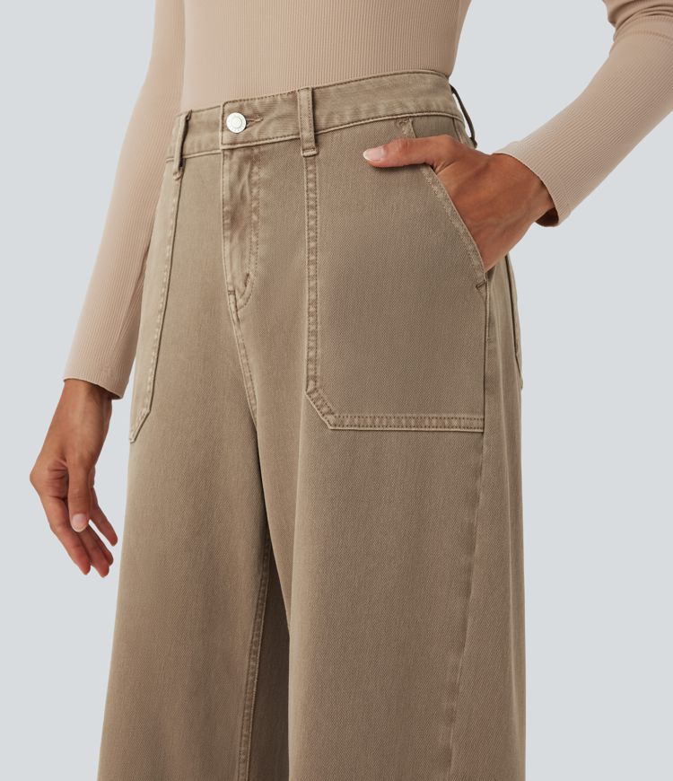 jean décontracté coloré taille haute halara flex avec poches