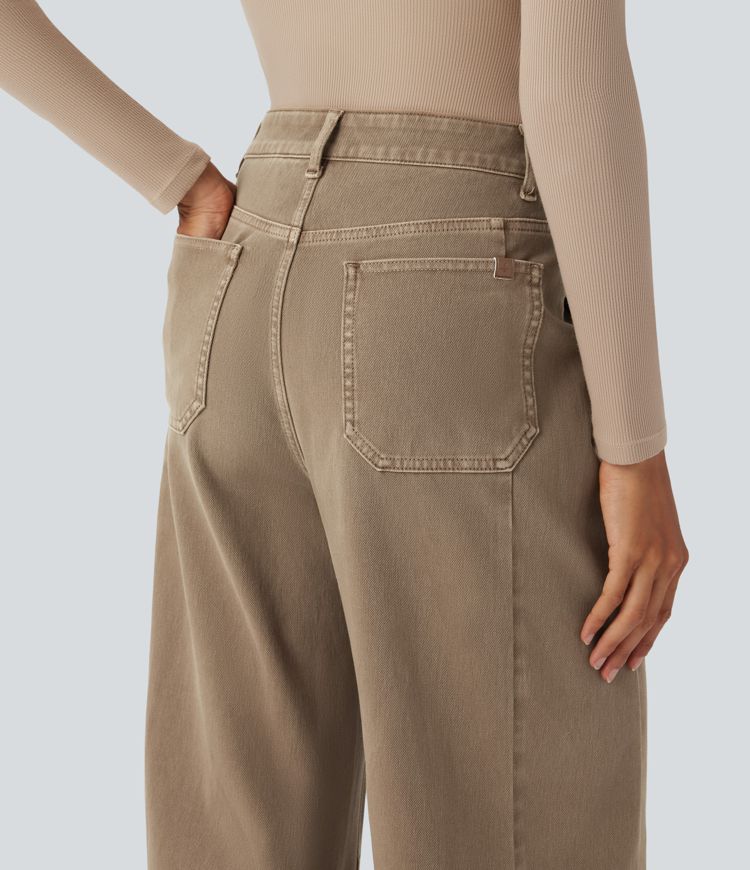 jean décontracté coloré taille haute halara flex avec poches