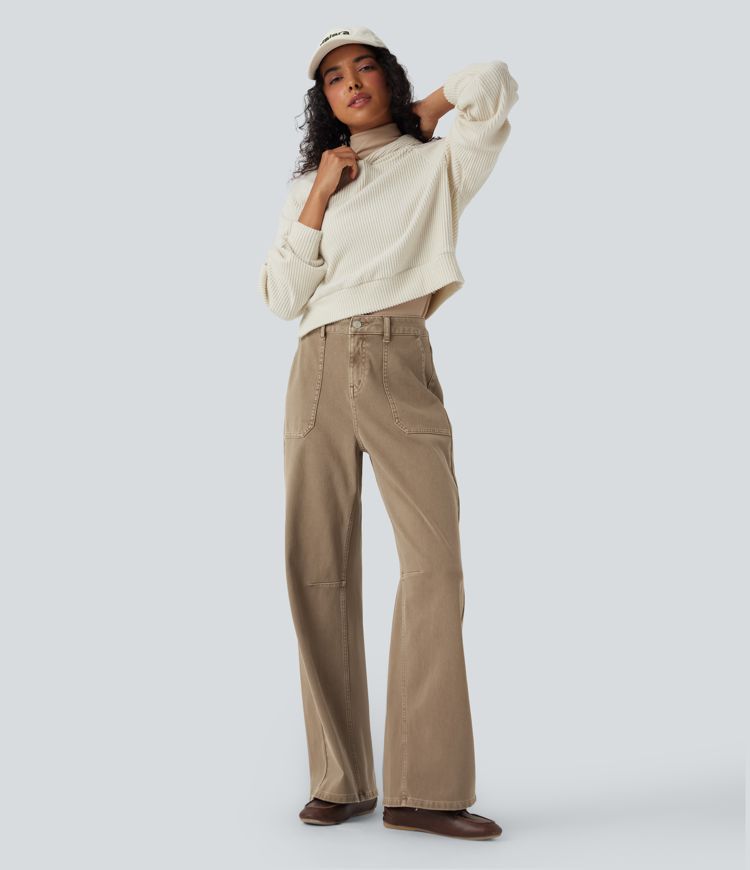 jean décontracté coloré taille haute halara flex avec poches