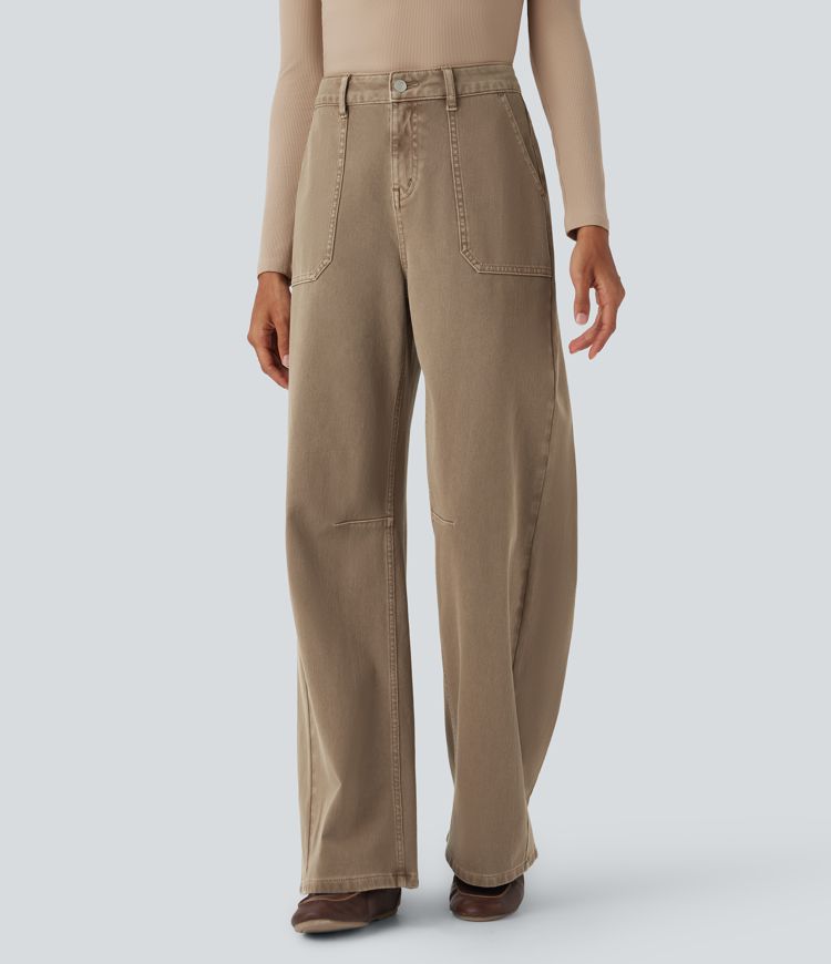 jean décontracté coloré taille haute halara flex avec poches