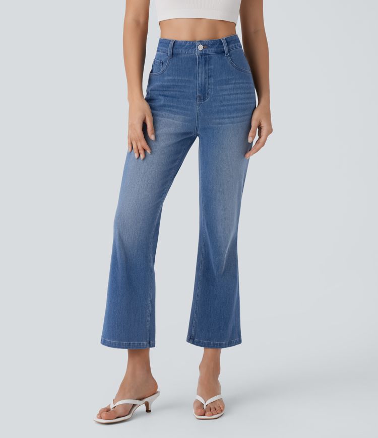 jean décontracté à taille haute et poches zippées halara flex