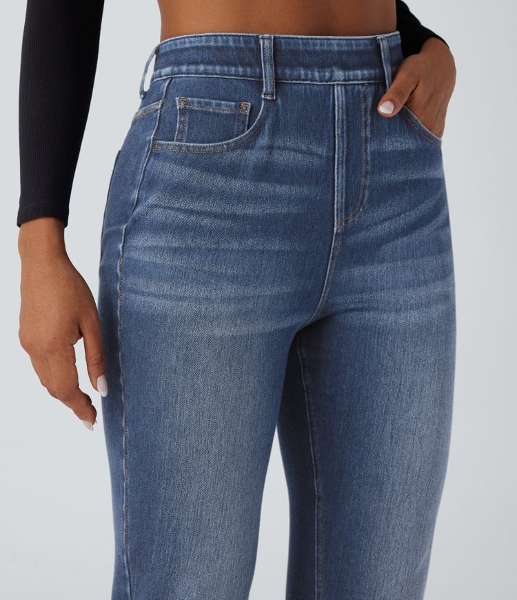 jean slim décontracté taille haute halara flex avec poches