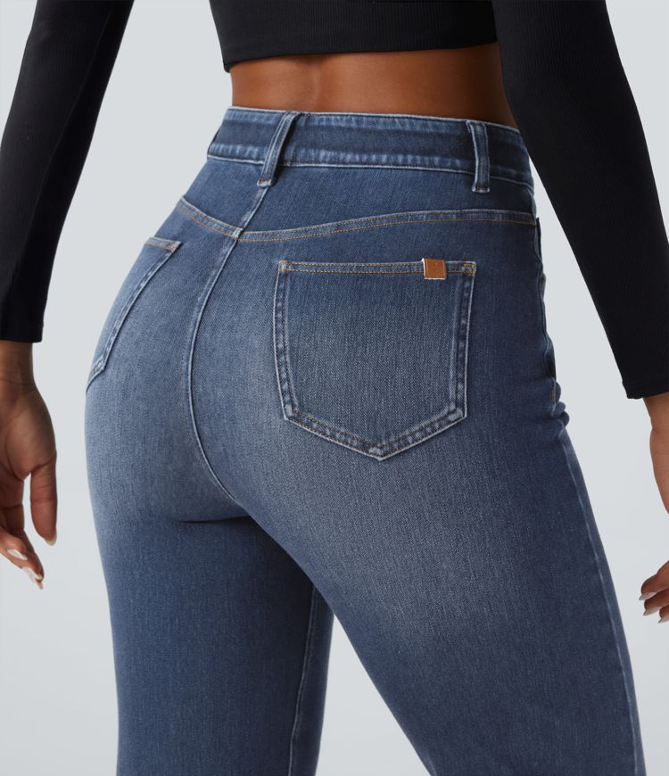 jean slim décontracté taille haute halara flex avec poches