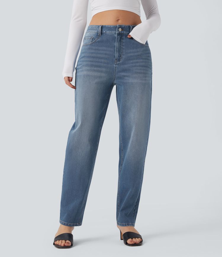 jean ample décontracté taille haute halara flex avec poches