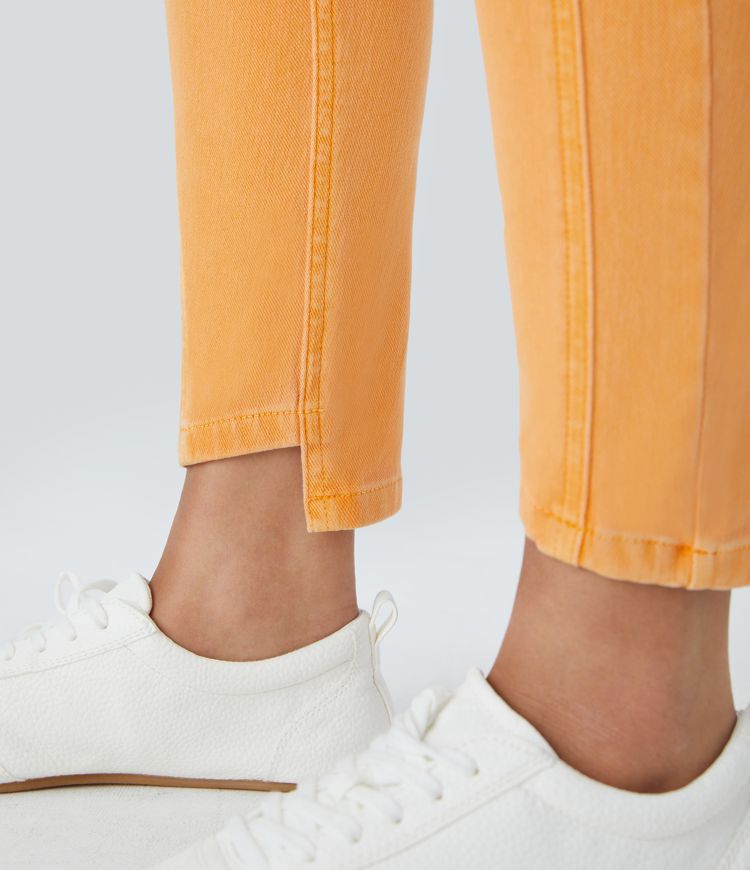 jean skinny décontracté et coloré halara flex taille mi-haute avec poches zippées