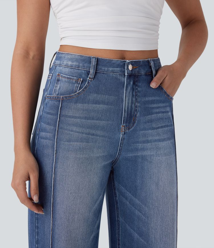 jean ample décontracté à taille haute et poches halara flex