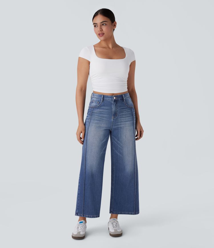 jean ample décontracté à taille haute et poches halara flex
