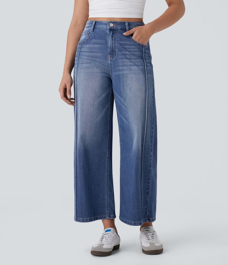 jean ample décontracté à taille haute et poches halara flex