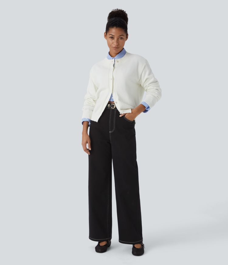 jean décontracté taille haute à poches halara flex coupe droite
