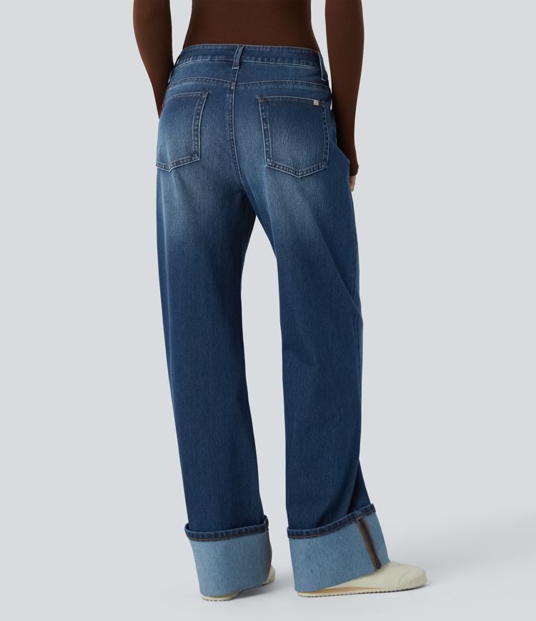 jean boyfriend ample décontracté halara flex taille basse avec poches zippées