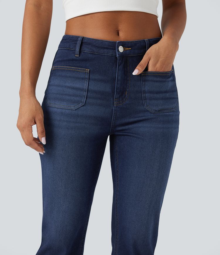 jean halara flex denim heat taille mi-haute coupe bootcut décontractée avec poches