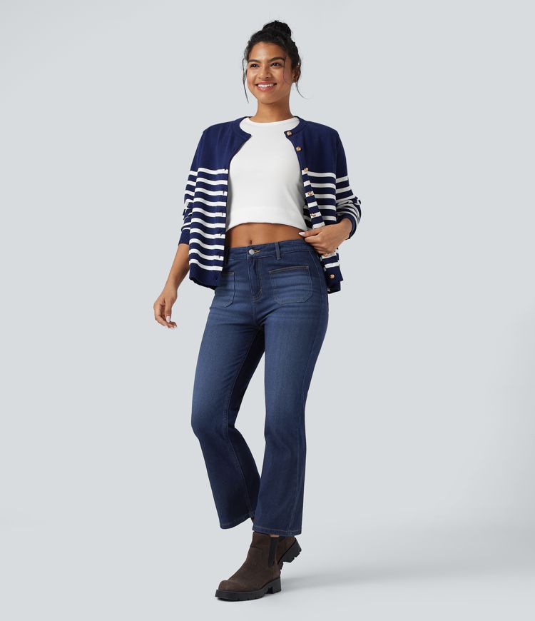 jean halara flex denim heat taille mi-haute coupe bootcut décontractée avec poches