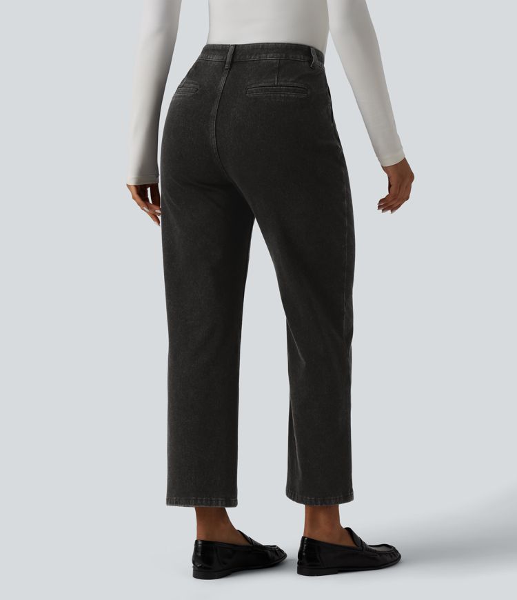 jean halara flex taille haute coupe droite décontractée 78 avec poches