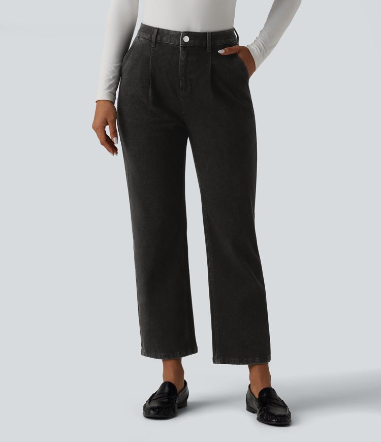 jean halara flex taille haute coupe droite décontractée 78 avec poches